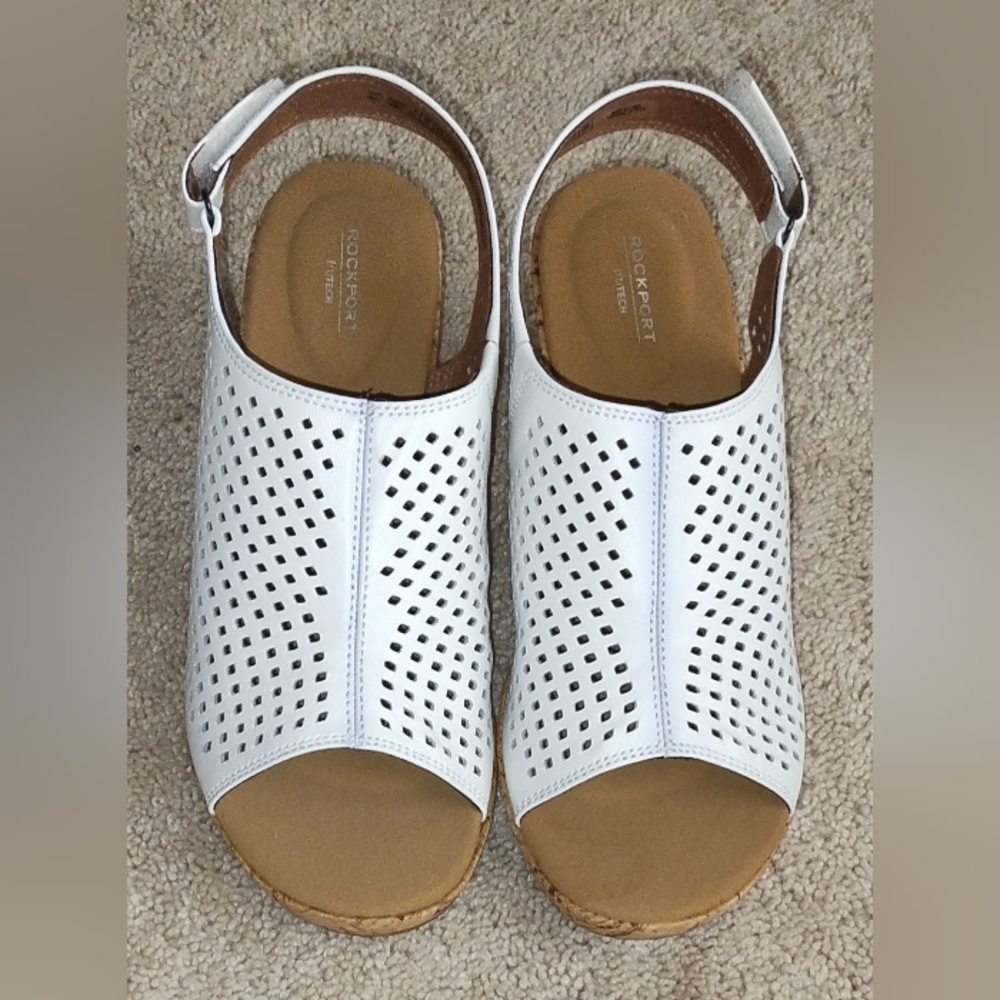 Rockport Briah Leather Perforated Slingback Wedge Sandal 11 M New Without Box